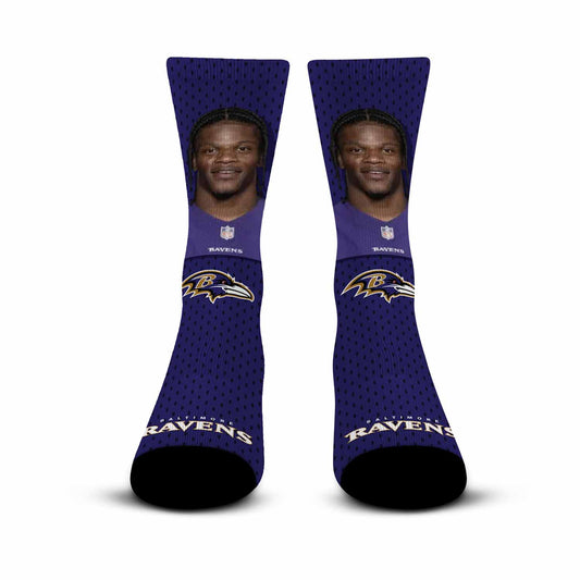 Baltimore Ravens NFL Youth Roster Player Crew Socks - Purple