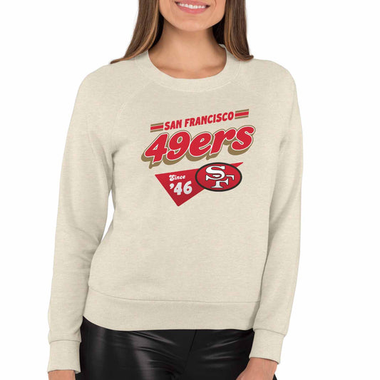 San Francisco 49ers NFL Womens Vintage Charm Slouchy Crewneck - Birch