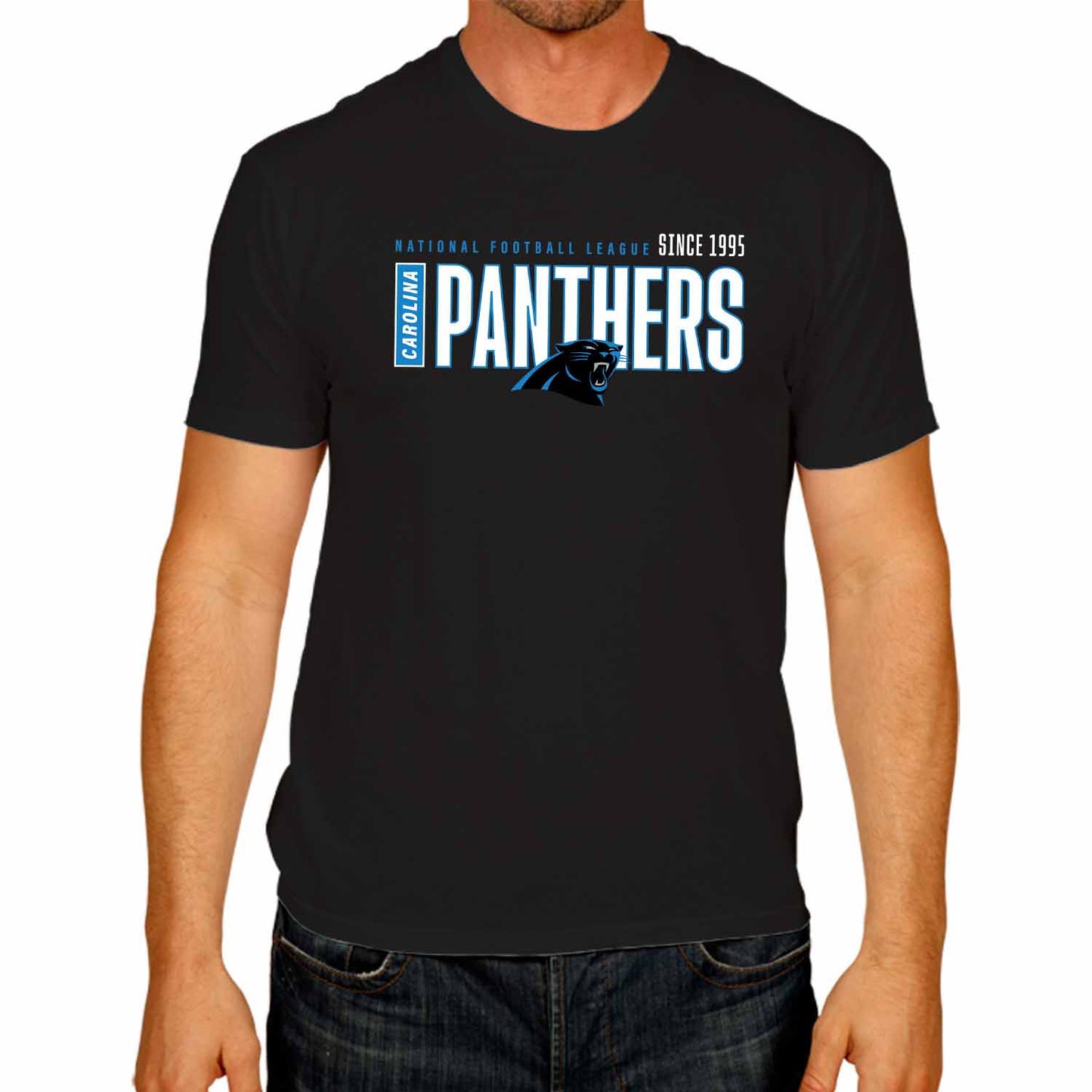 Carolina Panthers NFL Adult Modern Endzone Tag-Less T-Shirt - Black