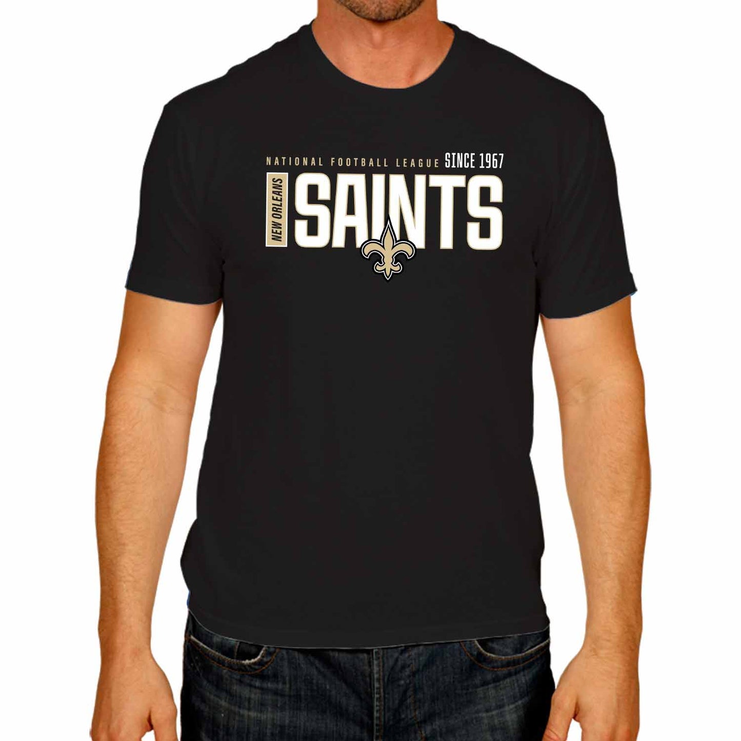 New Orleans Saints NFL Adult Modern Endzone Tag-Less T-Shirt - Black