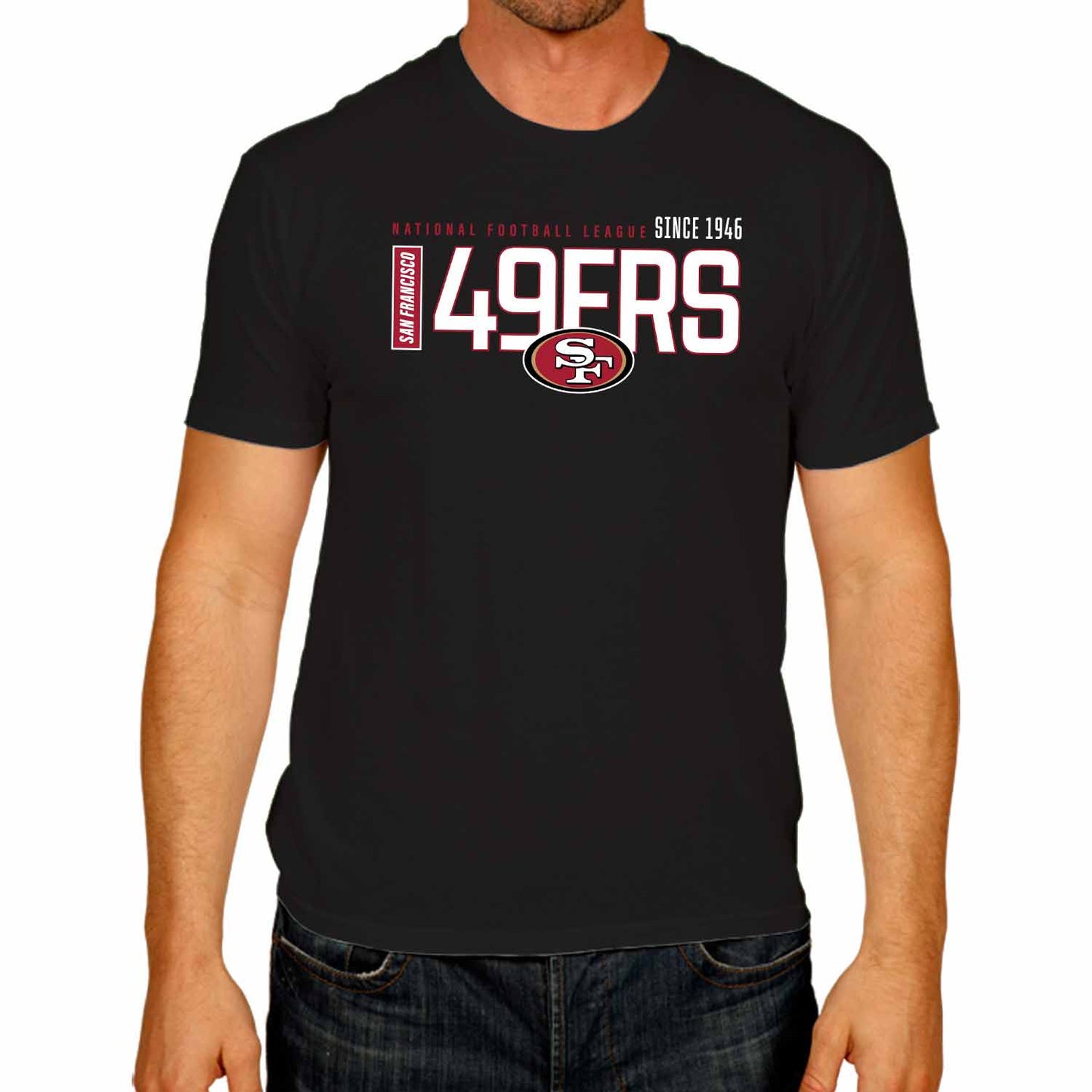 San Francisco 49ers NFL Adult Modern Endzone Tag-Less T-Shirt - Black