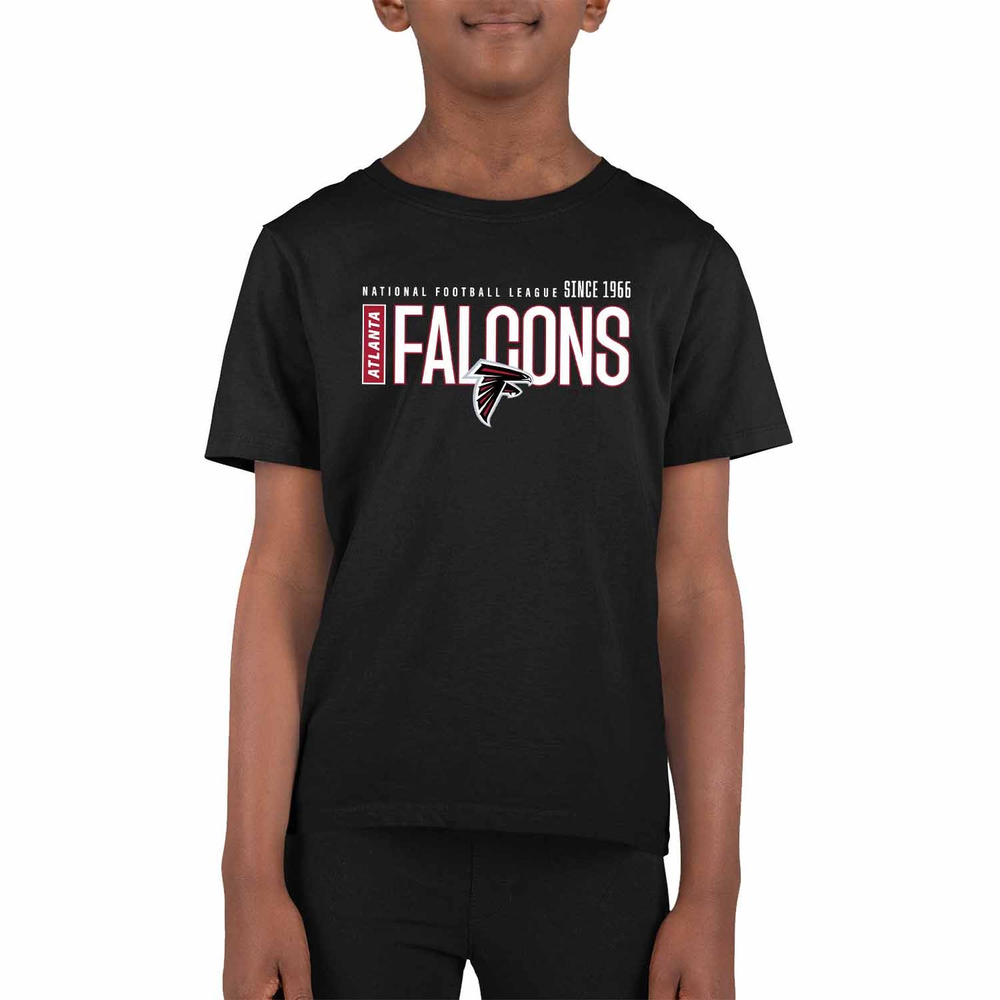 Atlanta Falcons NFL Youth Modern Endzone Football T-Shirt Unisex Tag Free Comfortable - Black