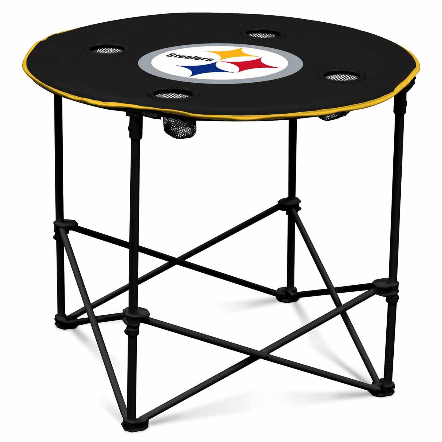 Pittsburgh Steelers NFL Portable Round Tailgate Table With Carrying Bag - Black