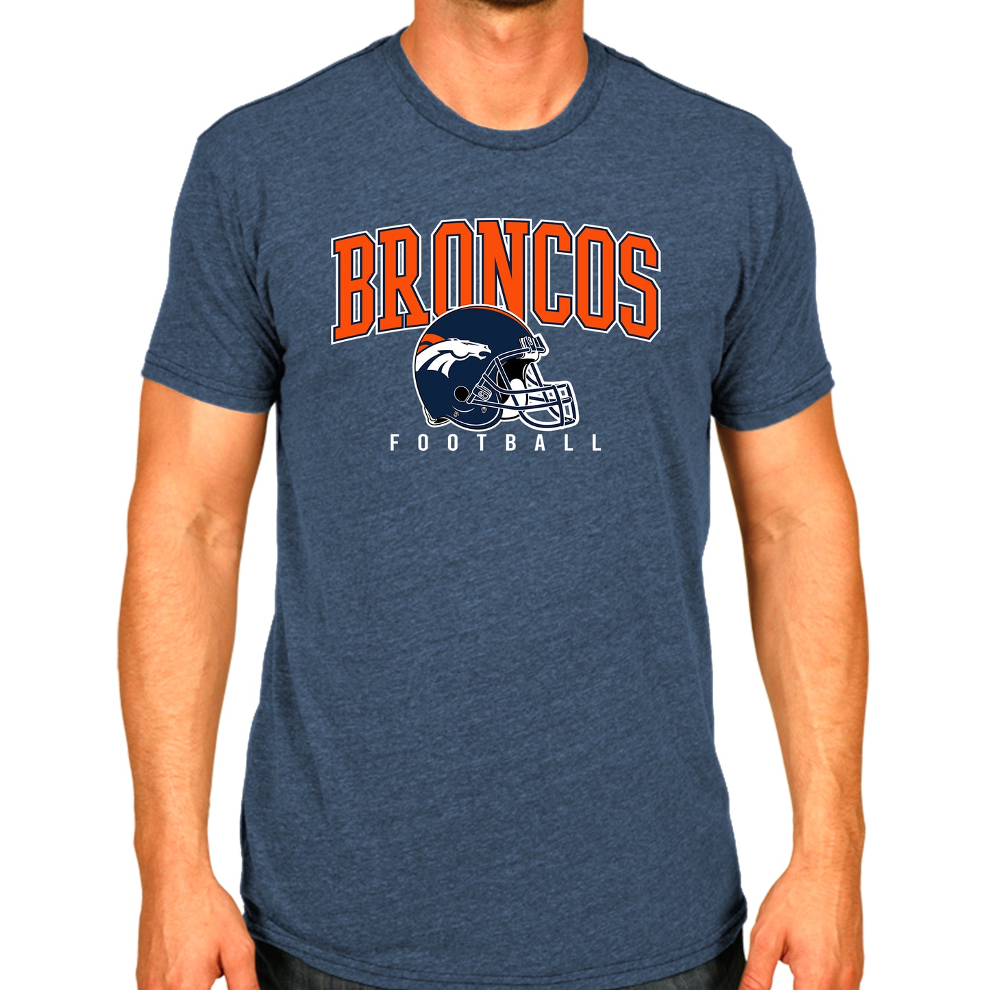 Denver Broncos NFL Adult All Star Heather Tag-Less T-Shirt - Navy Heather