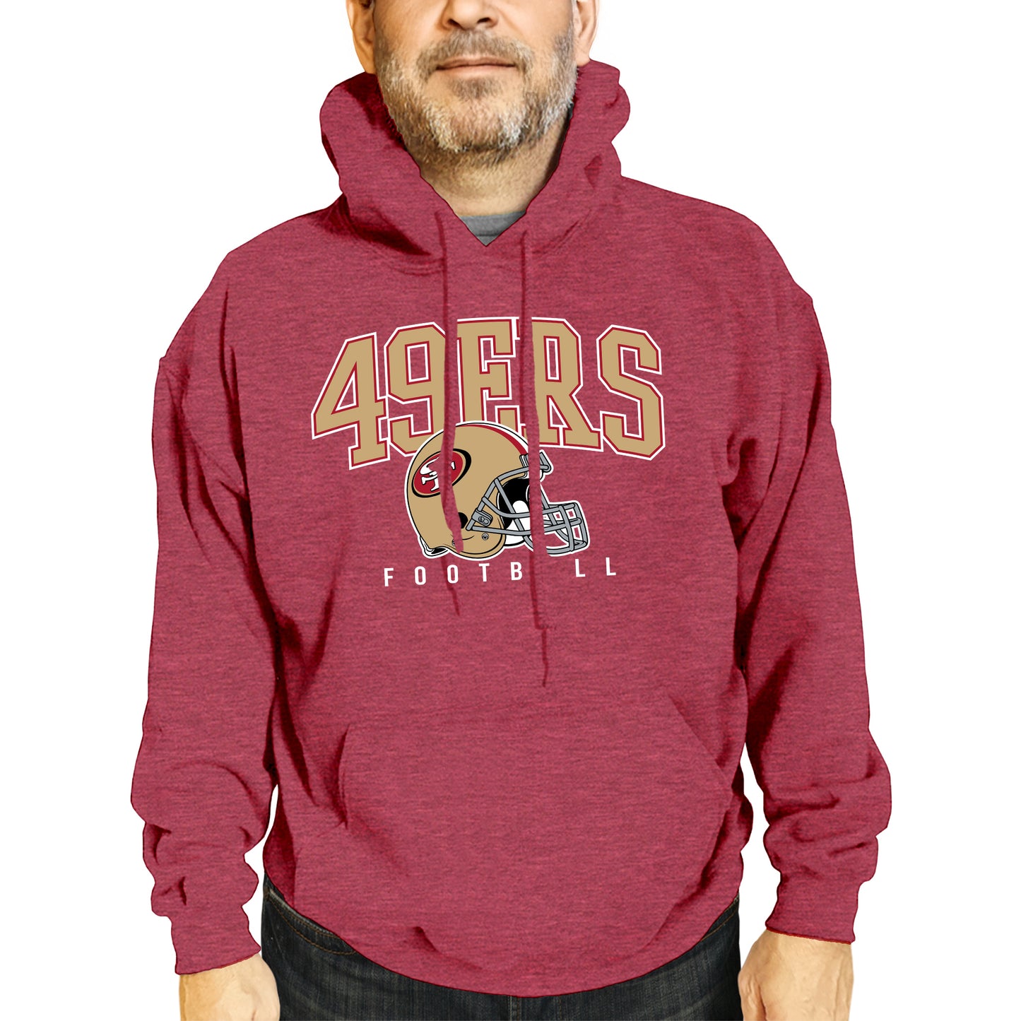 San Francisco 49ers NFL Adult Unisex All Star Soft Fleece Hooded Sweatshirt - Red Heather
