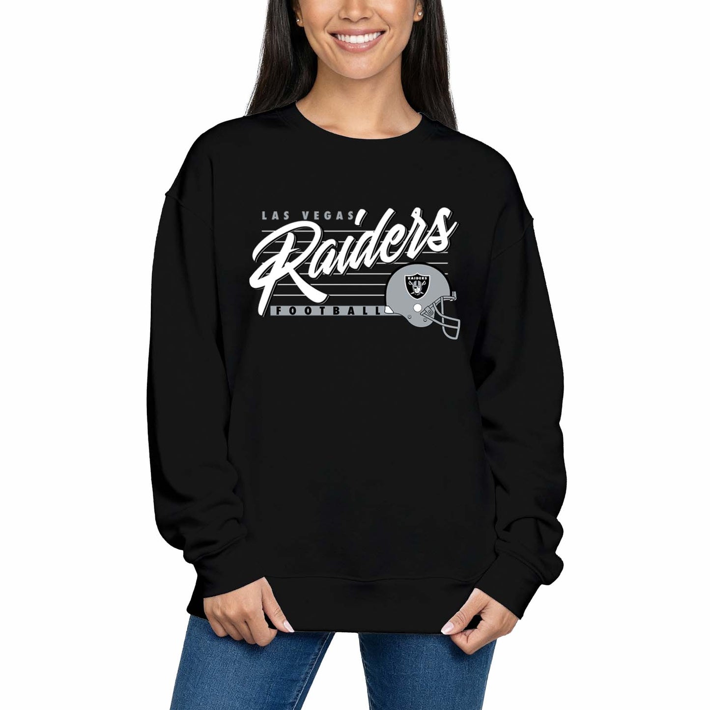 Las Vegas Raiders Womens NFL Scrimmage Line Crewneck Pullover - Black