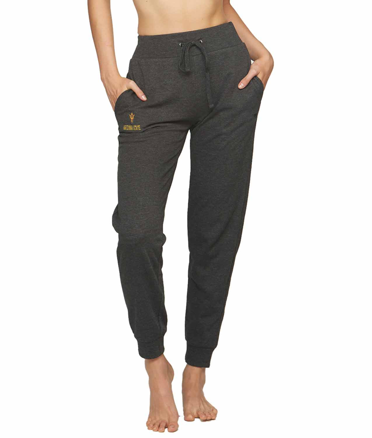 Arizona State Sun Devils NCAA Women’s University Fleece Jogger Sweatpants with Pockets and Drawstring Waist - Black Heather