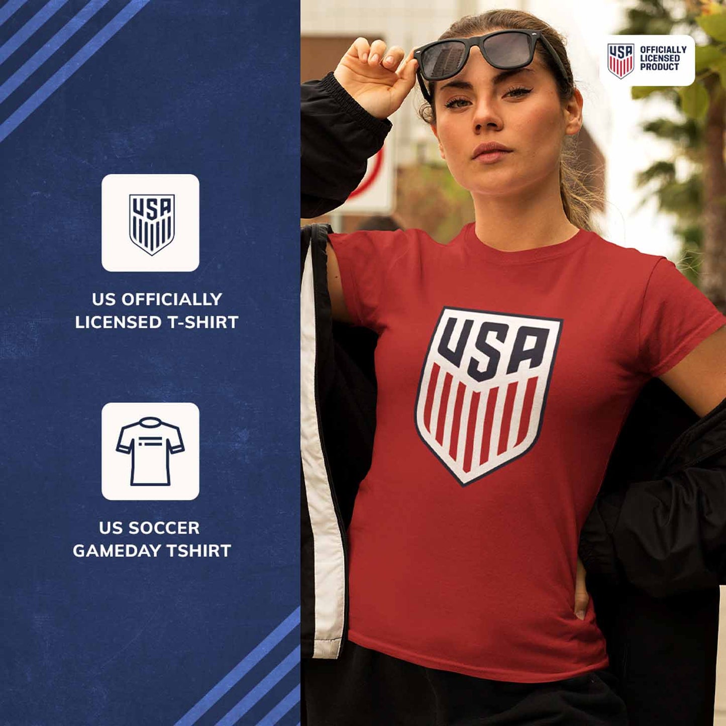 USA National Team The Victory Officially Licensed Unisex Adult US Men's National Soccer Team Gameday Logo Short Sleeve T-Shirt - Navy