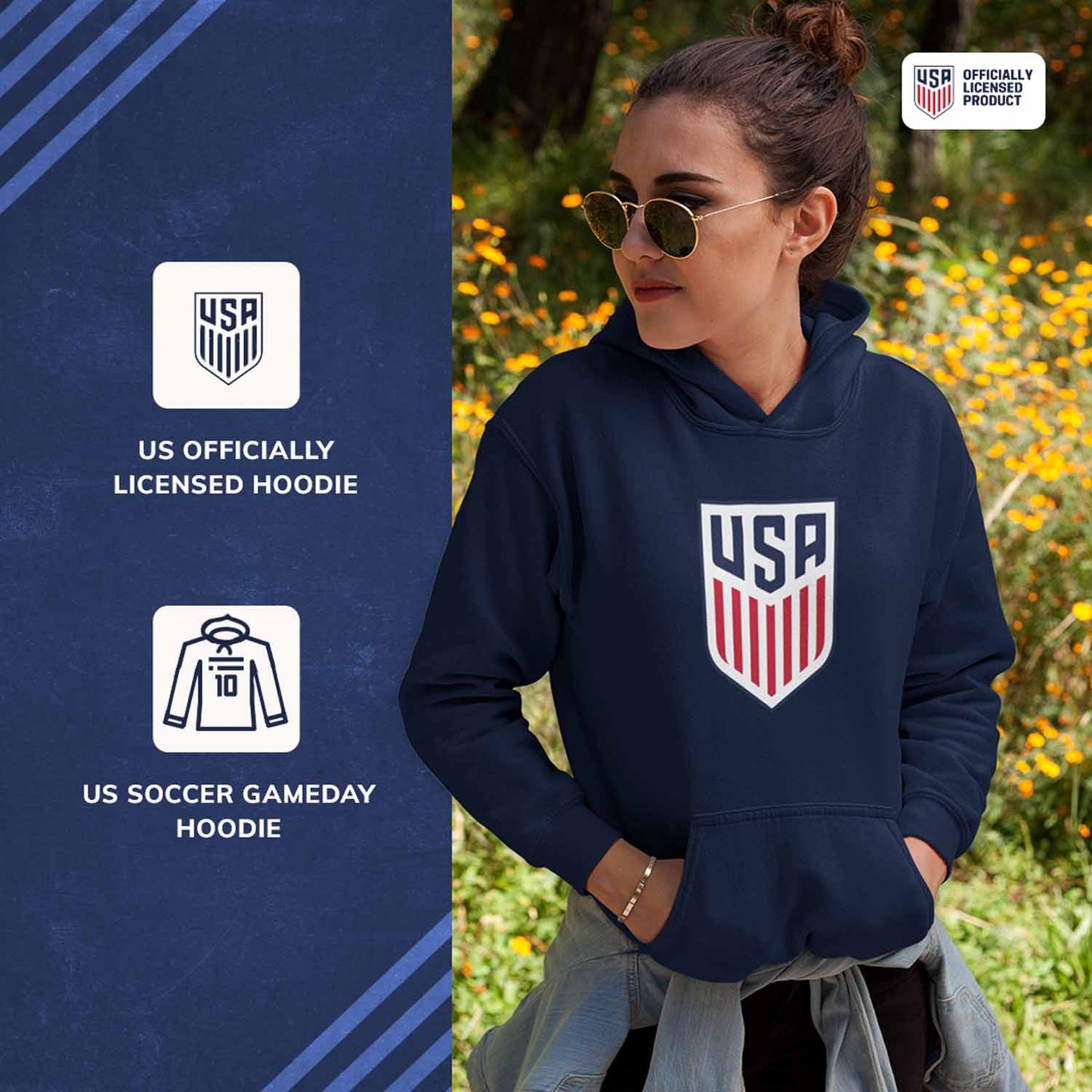 USA National Team The Victory Officially Licensed Unisex Adult US Men's National Soccer Team Gameday Logo Hooded Sweatshirt - Navy