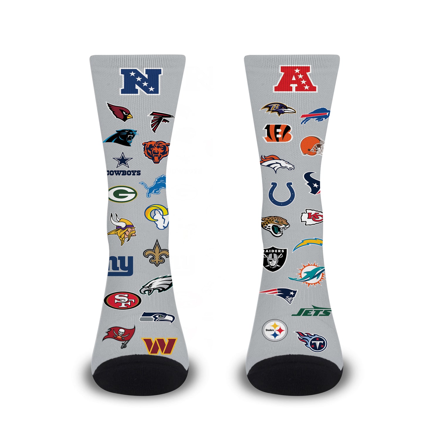 NFL Adult Ultimate Fan All Over Logo Crew Socks - Gray