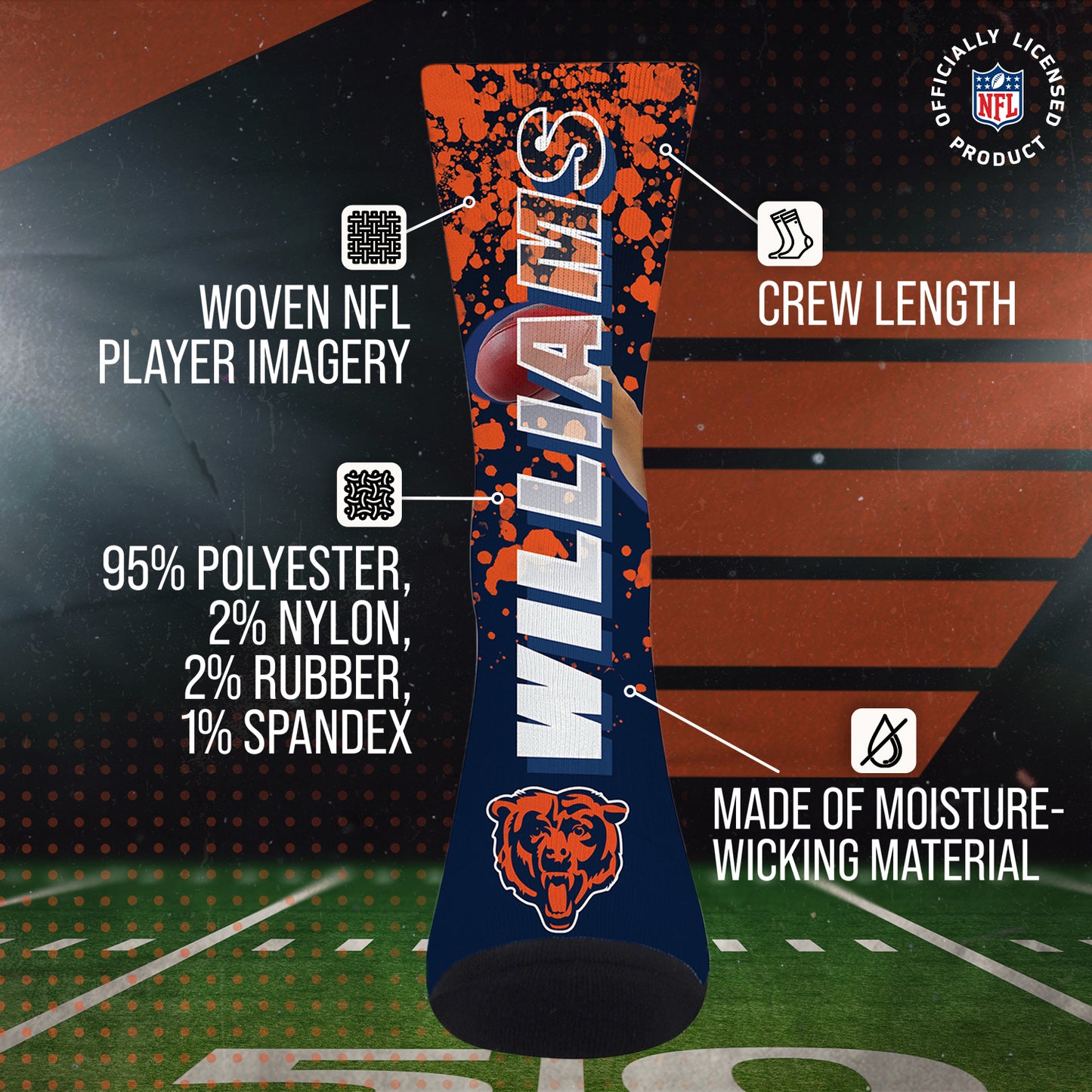 Chicago Bears NFL Youth Player Stripe Sock - Navy