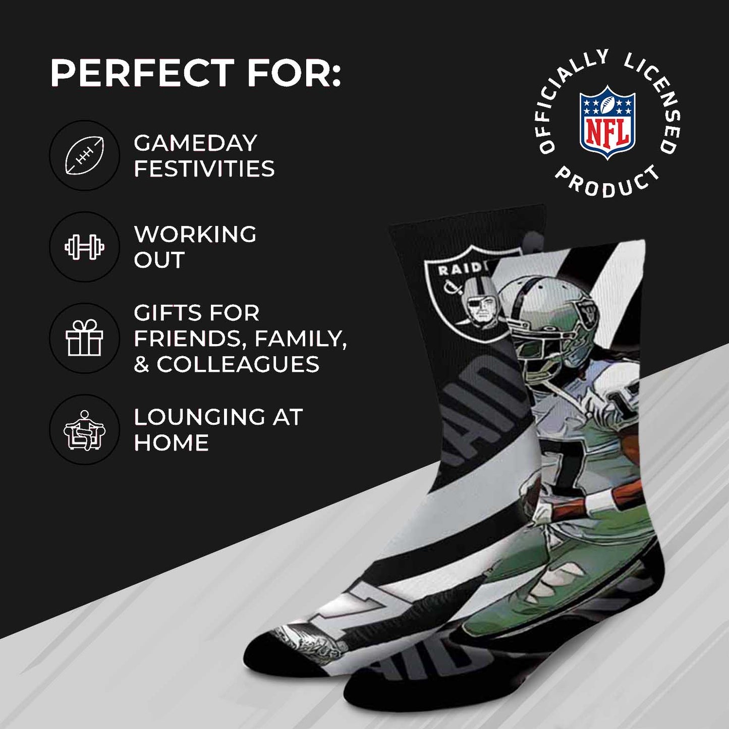 Las Vegas Raiders NFL Adult Player Stripe Sock - Black #17