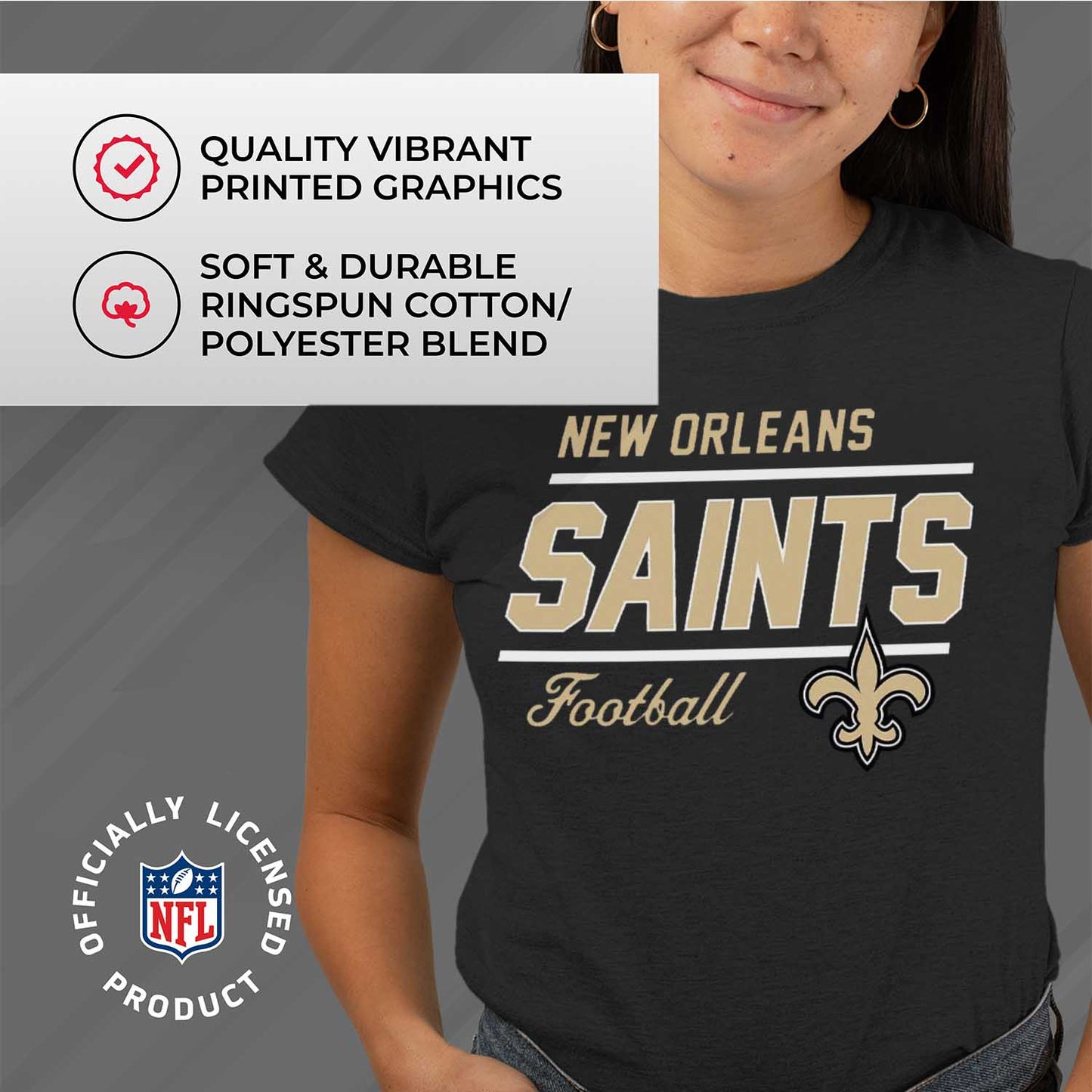 New Orleans Saints NFL Gameday Women's Relaxed Fit T-shirt - Black