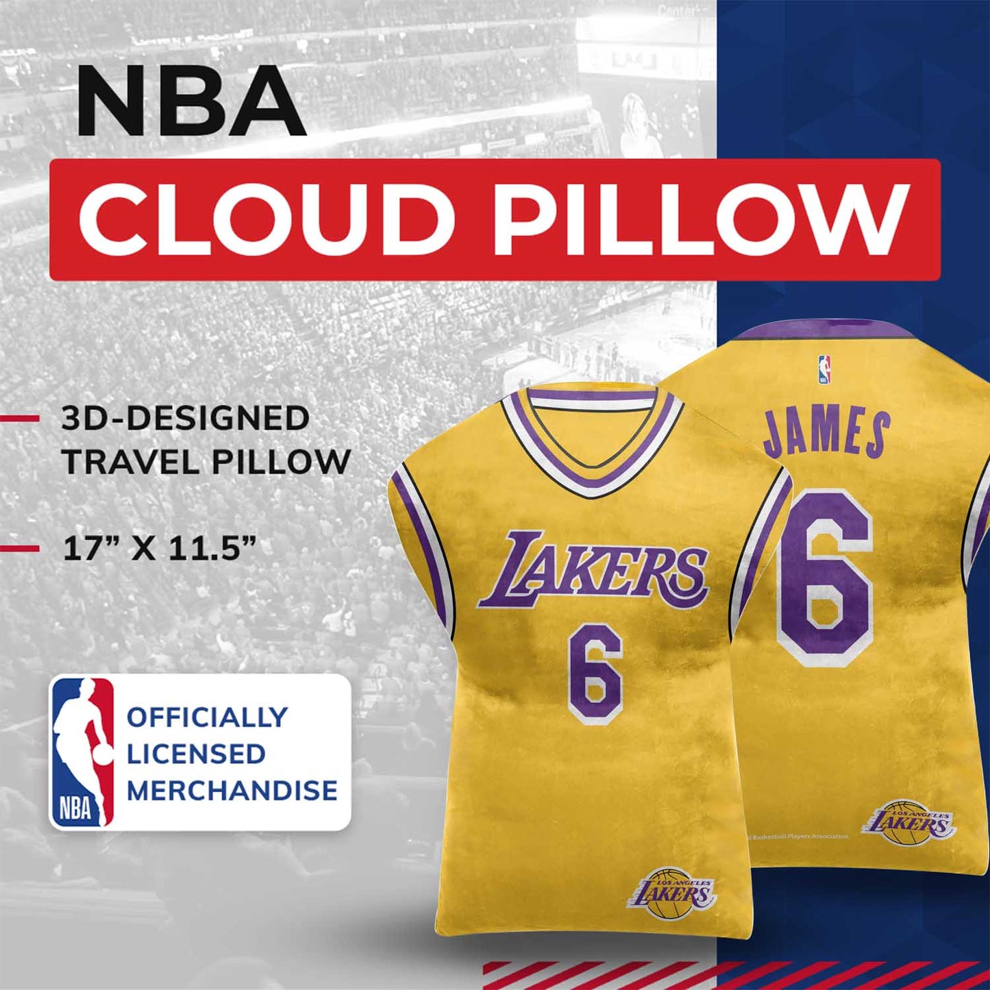 Los Angeles Lakers NBA Travel Lebron James Jersey Cloud Pillow Bedding Accessories - Gold