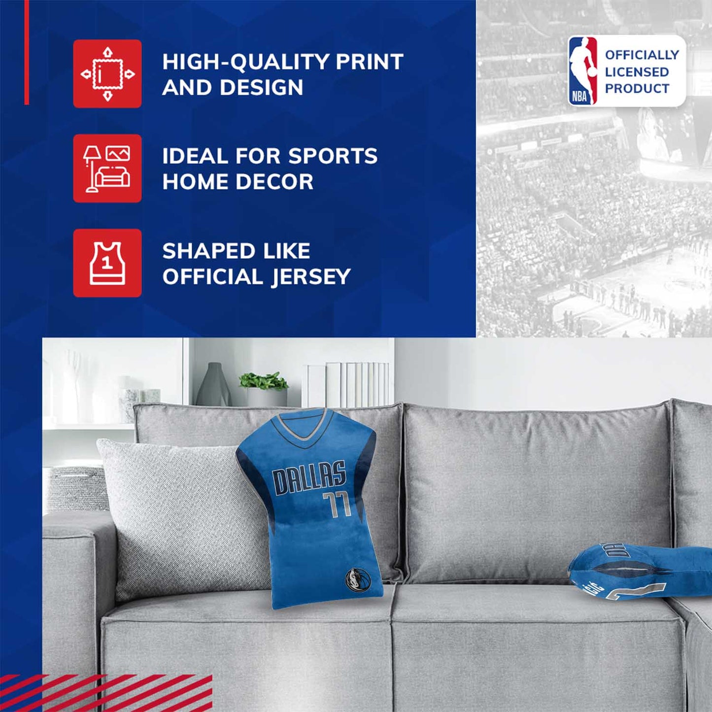Dallas Mavericks NBA Travel Luka Doncic Jersey Cloud Pillow Bedding Accessories - Blue