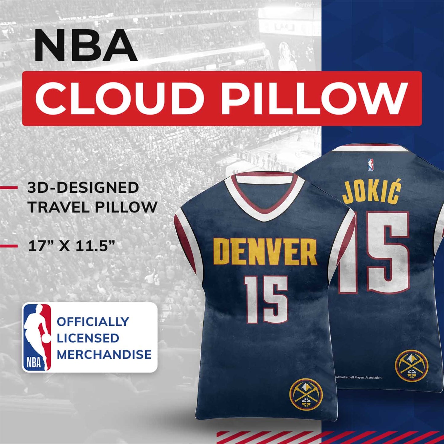 Denver Nuggets NBA Travel Nikola Jokic Jersey Cloud Pillow Bedding Accessories - Navy