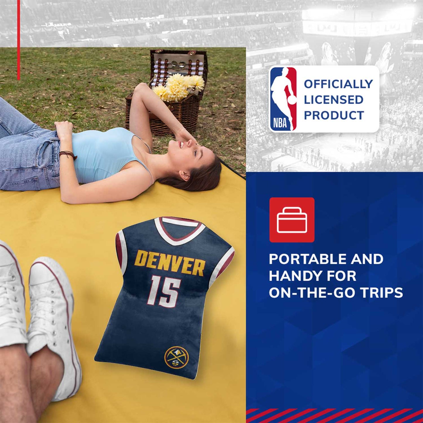 Denver Nuggets NBA Travel Nikola Jokic Jersey Cloud Pillow Bedding Accessories - Navy