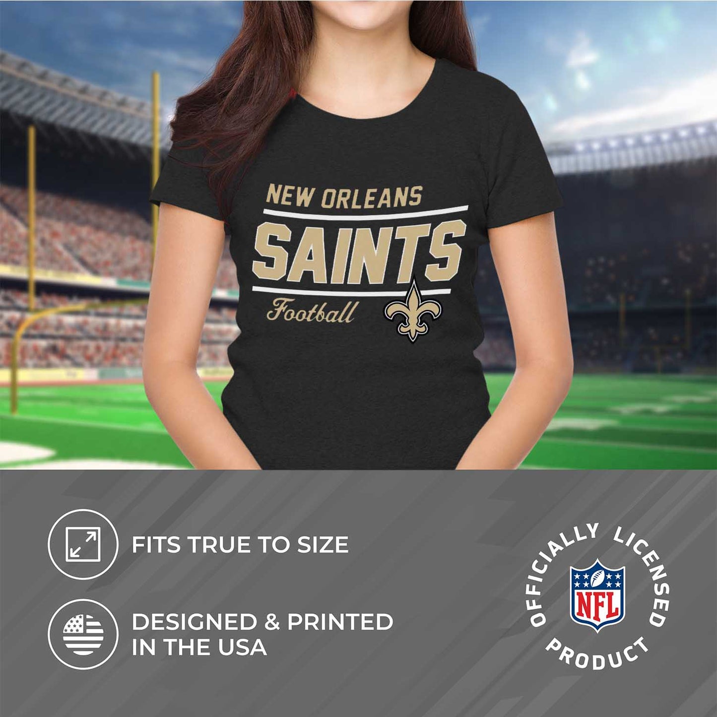 New Orleans Saints NFL Gameday Women's Relaxed Fit T-shirt - Black