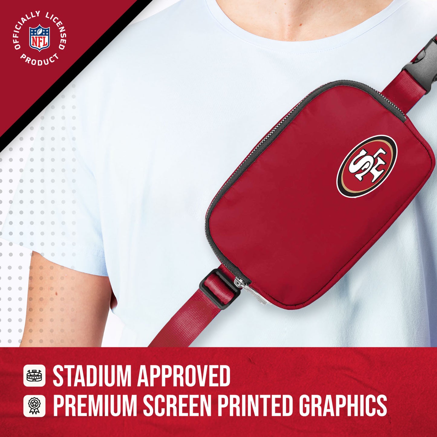 San Francisco 49ers NFL Gameday On The Move Crossbody Belt Bag - Red