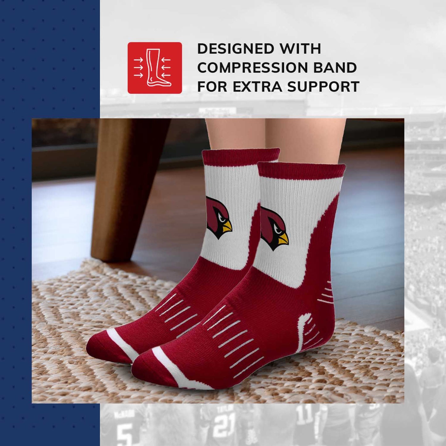 Arizona Cardinals NFL Youth Performance Quarter Length Socks - Cardinal