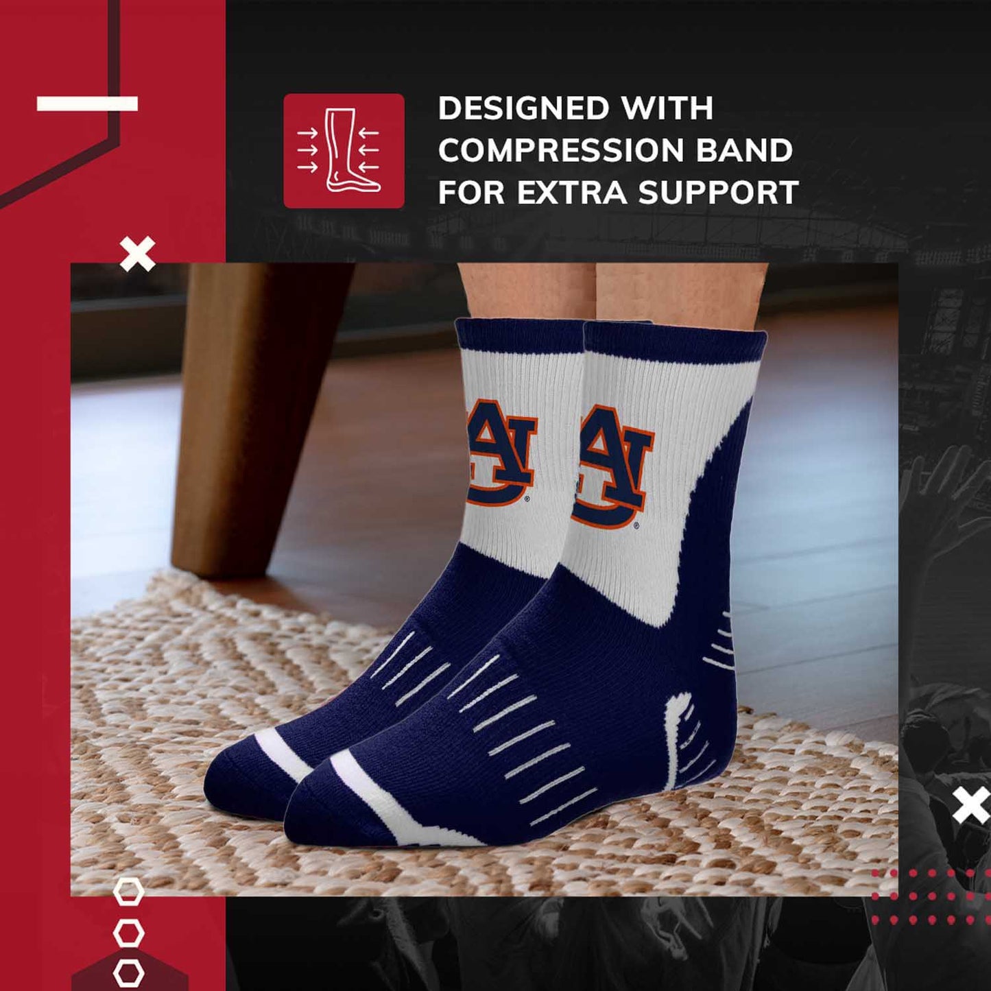 Auburn Tigers NCAA Youth Surge Team Mascot Quarter Socks - Navy