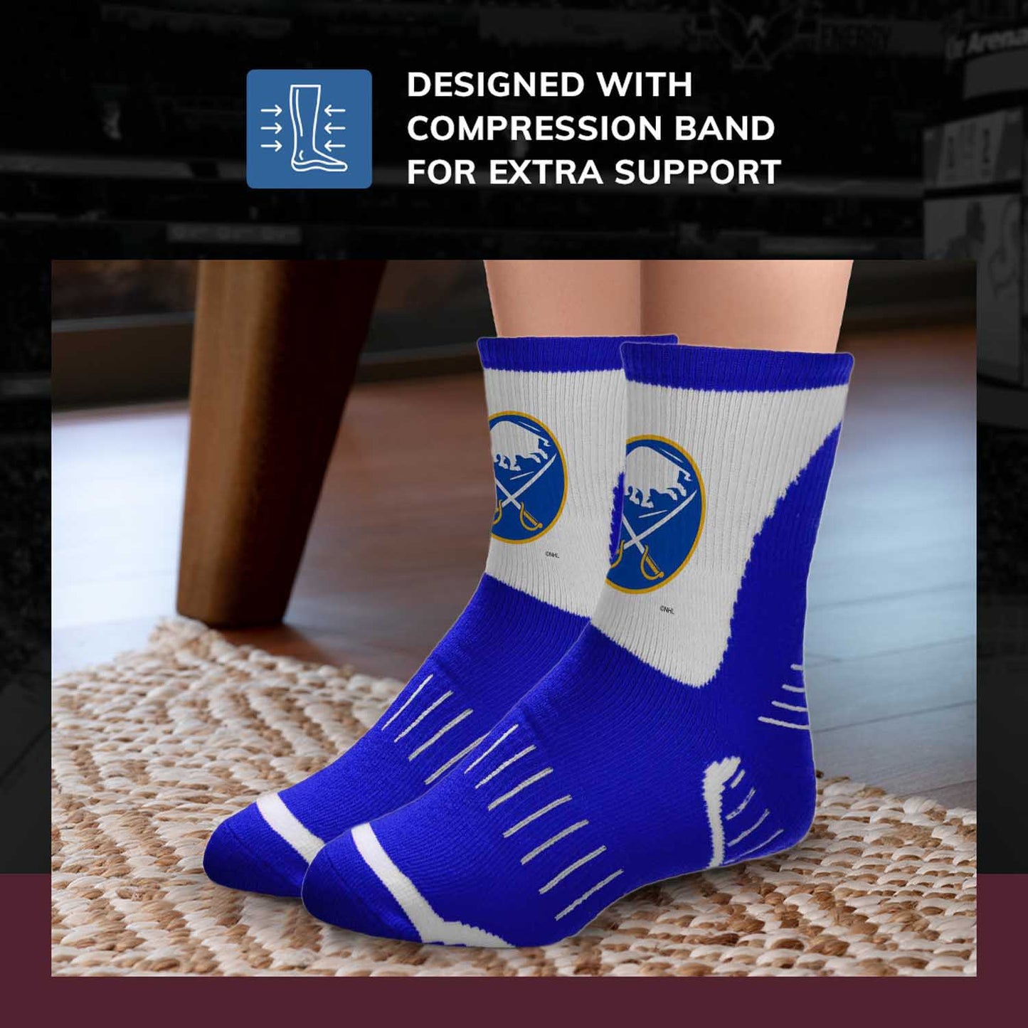 Buffalo Sabres NHL Adult Surge Team Mascot Mens and Womens Quarter Socks - Royal