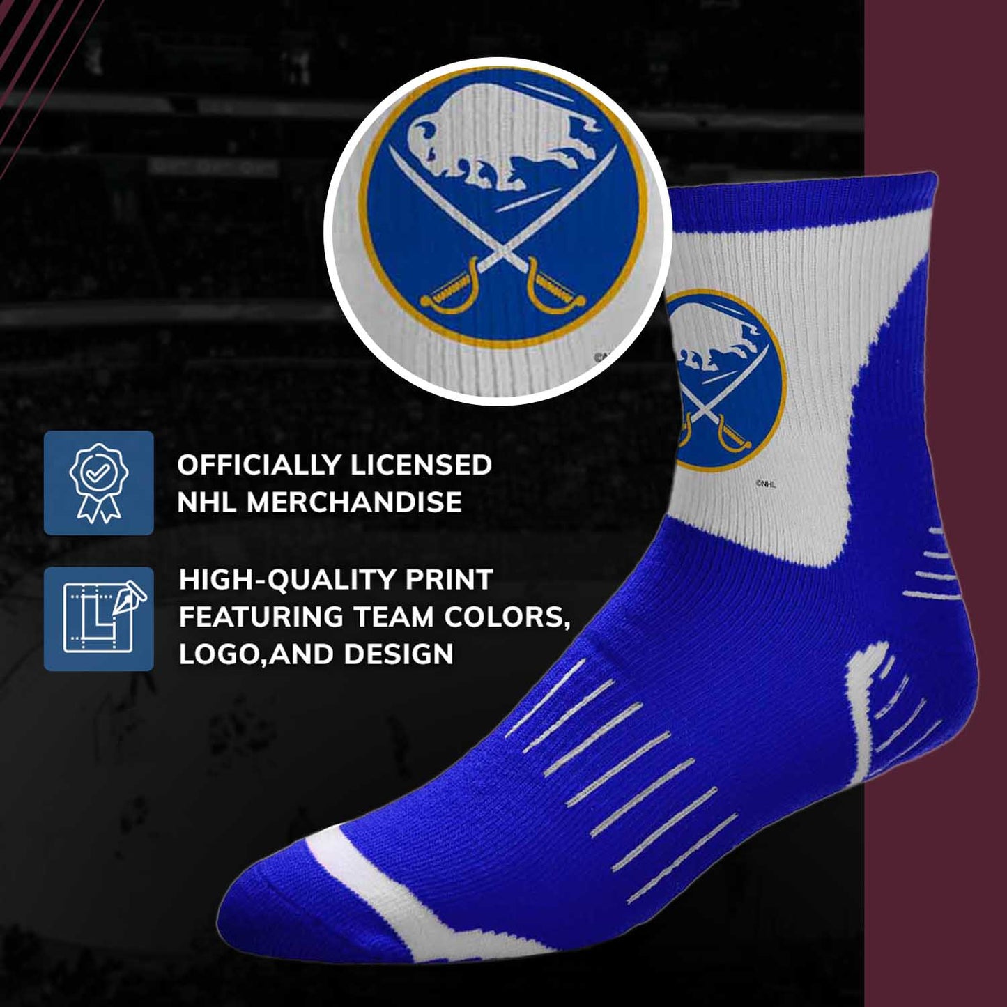 Buffalo Sabres NHL Adult Surge Team Mascot Mens and Womens Quarter Socks - Royal