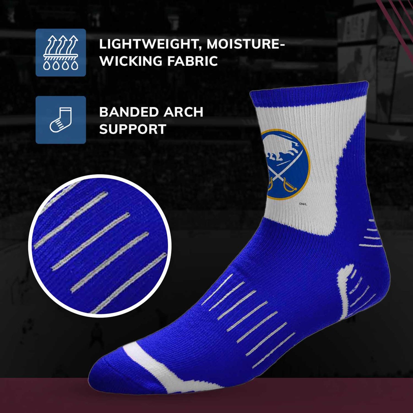 Buffalo Sabres NHL Adult Surge Team Mascot Mens and Womens Quarter Socks - Royal