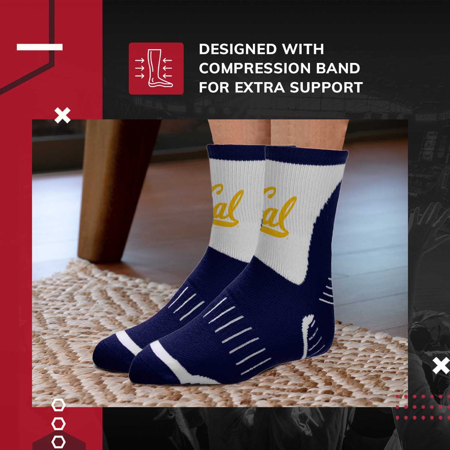 Cal Golden Bears NCAA Youth Surge Team Mascot Quarter Socks - Navy