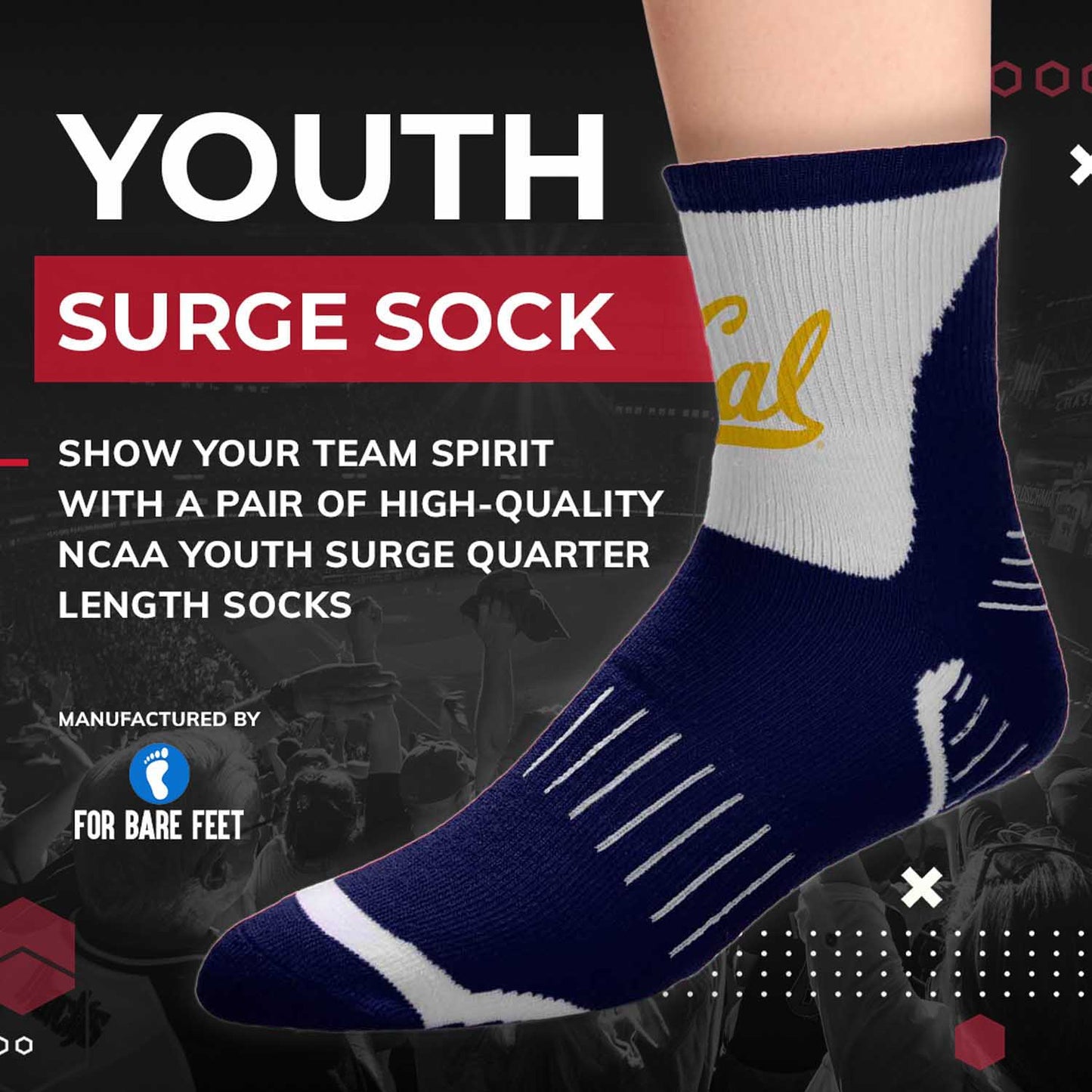 Cal Golden Bears NCAA Youth Surge Team Mascot Quarter Socks - Navy