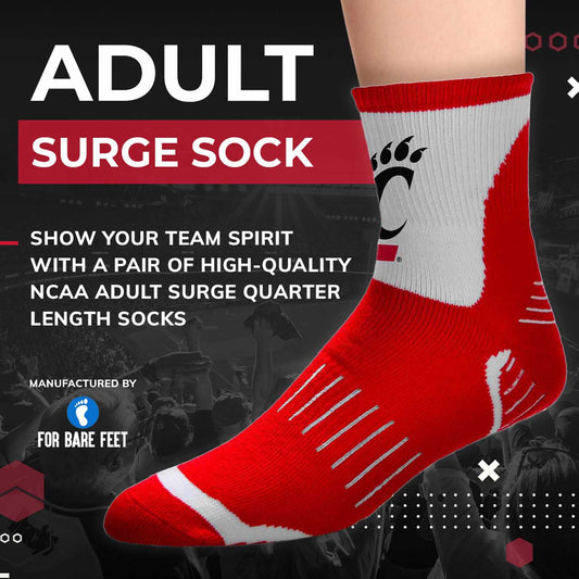 Cincinnati  Bearcats Adult NCAA Surge Quarter Length Crew Socks - Red