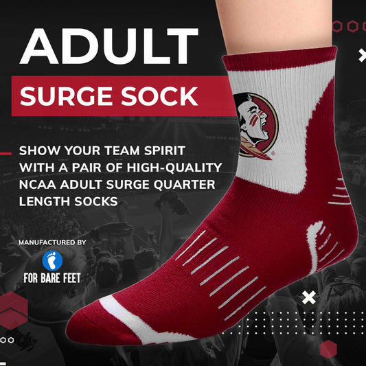 Florida State Seminoles Adult NCAA Surge Quarter Length Crew Socks - Maroon