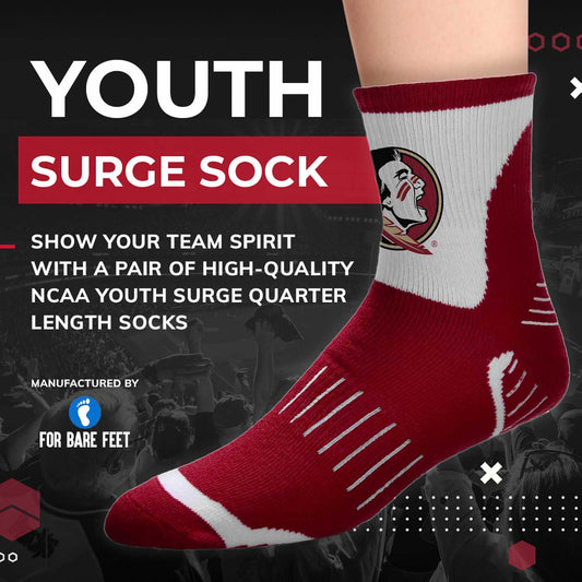 Florida State Seminoles NCAA Youth Surge Team Mascot Quarter Socks - Maroon