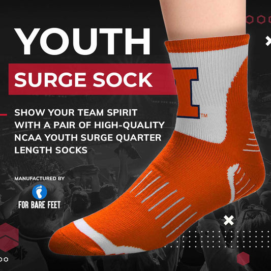 Illinois Fighting Illini NCAA Youth Surge Team Mascot Quarter Socks - Orange