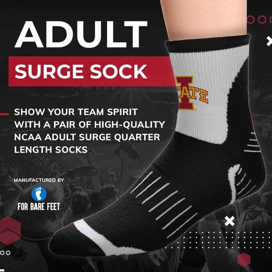 Iowa State Cyclones Adult NCAA Surge Quarter Length Crew Socks - Black