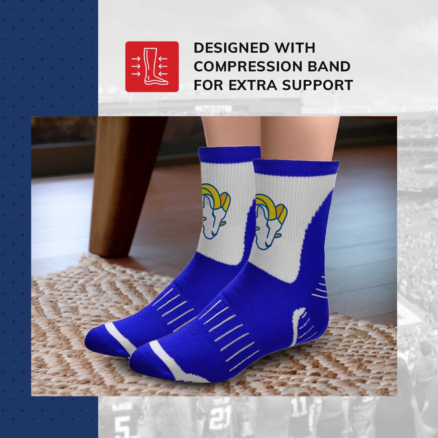 Los Angeles Rams NFL Youth Performance Quarter Length Socks - Black