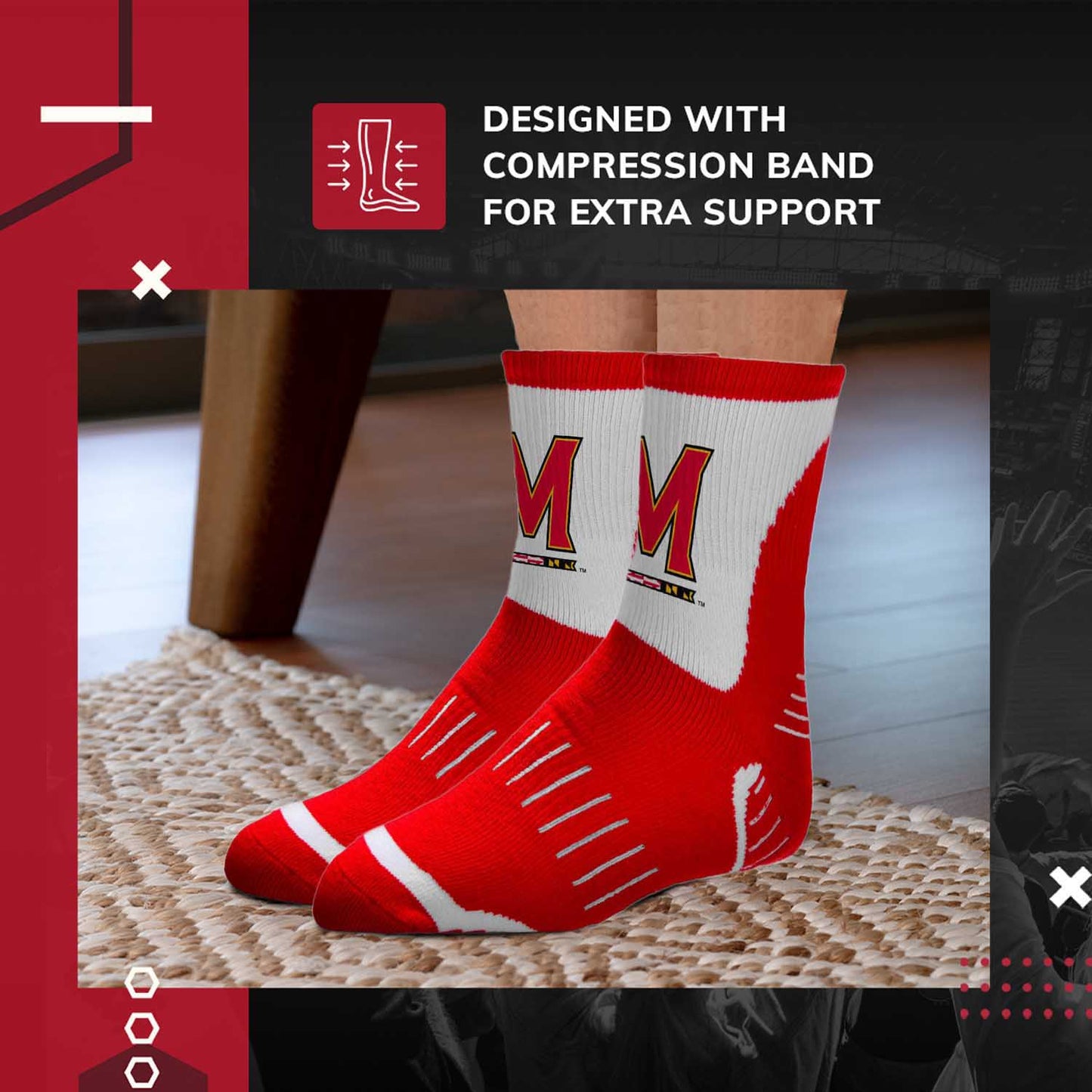Maryland Terrapins NCAA Youth Surge Team Mascot Quarter Socks - Red