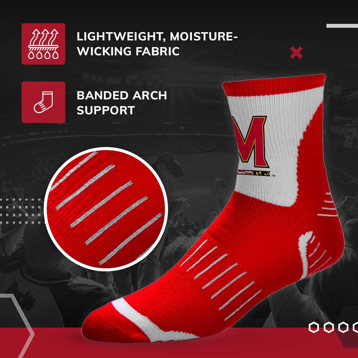 Maryland Terrapins NCAA Youth Surge Team Mascot Quarter Socks - Red