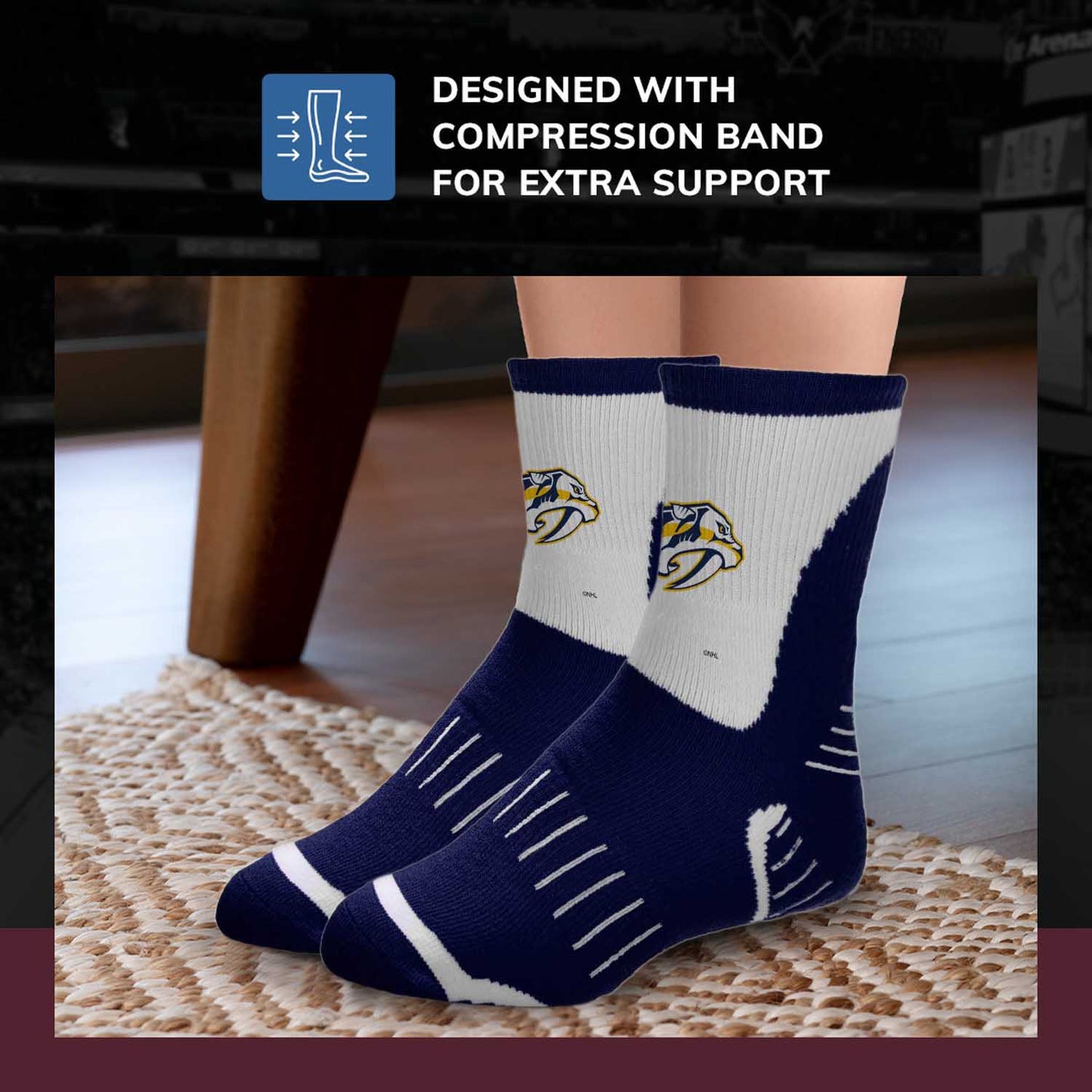 Nashville Predators NHL Adult Surge Team Mascot Mens and Womens Quarter Socks - Navy