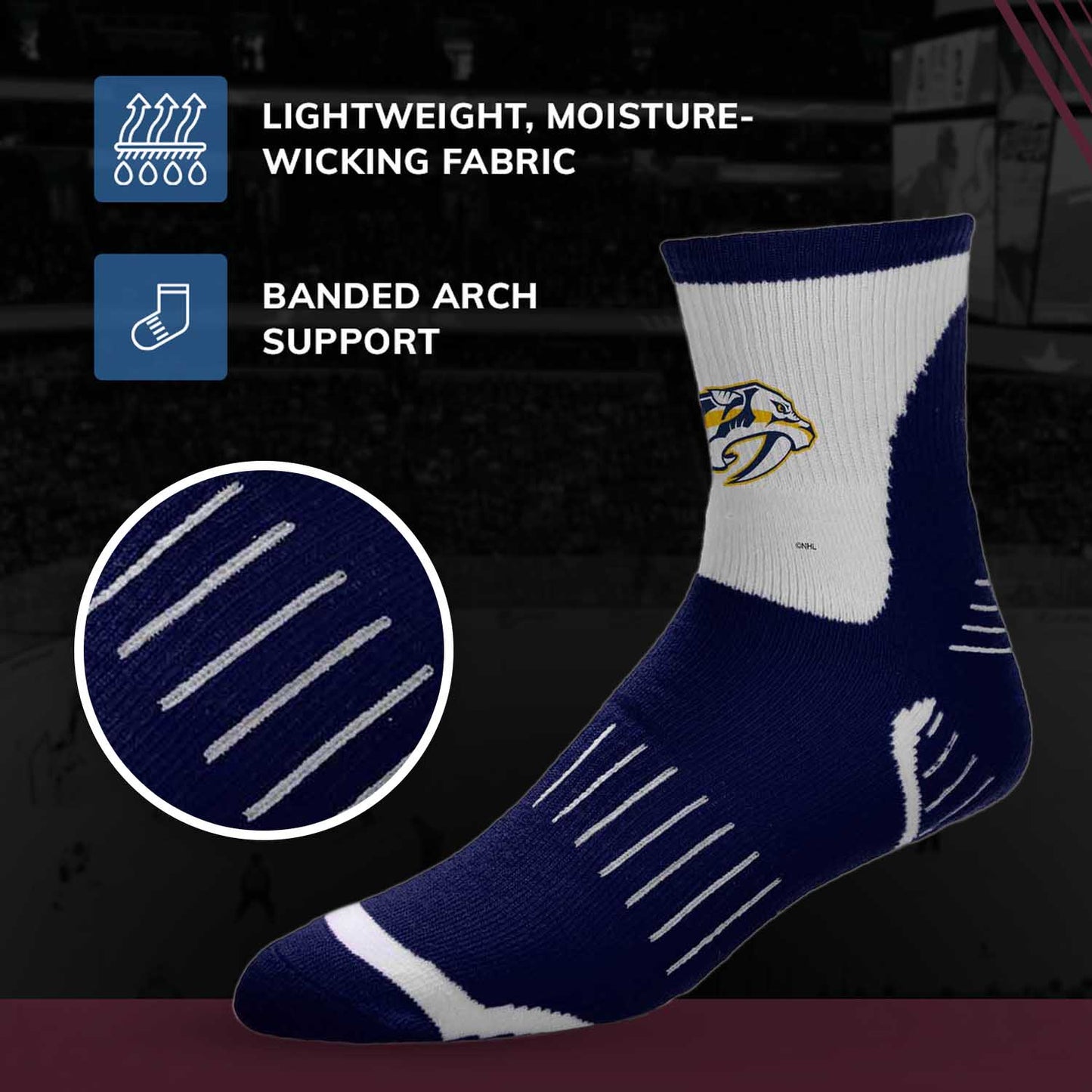 Nashville Predators NHL Adult Surge Team Mascot Mens and Womens Quarter Socks - Navy