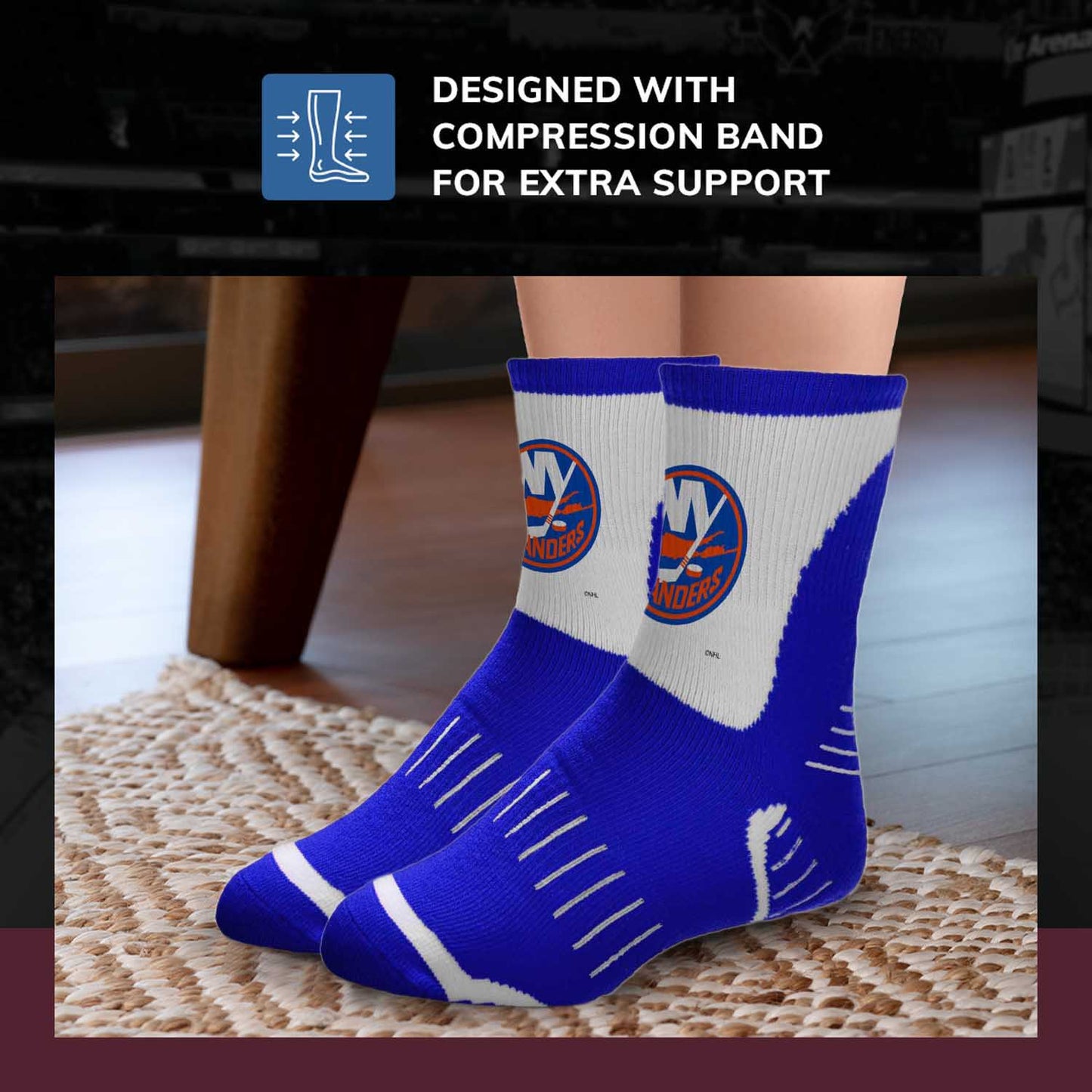 New York Islanders NHL Adult Surge Team Mascot Mens and Womens Quarter Socks - Royal
