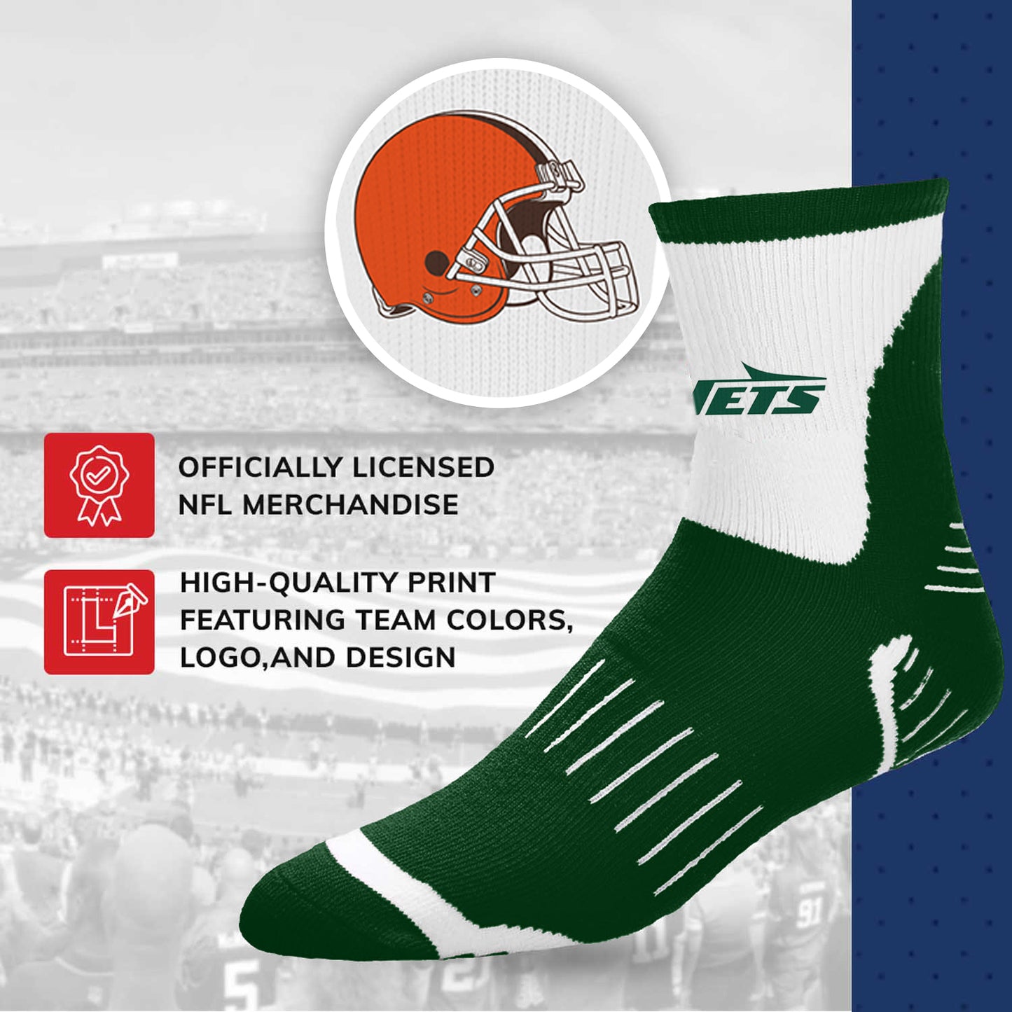New York Jets NFL Youth Performance Quarter Length Socks - Forest Green