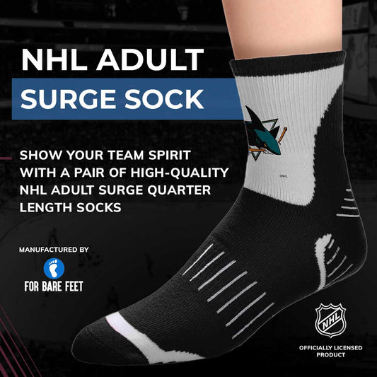 San Jose Sharks NHL Adult Surge Team Mascot Mens and Womens Quarter Socks - Black