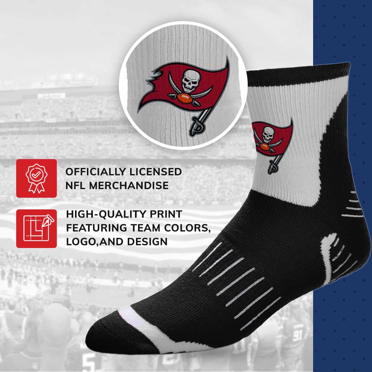 Tampa Bay Buccaneers NFL Performance Quarter Length Socks - Black