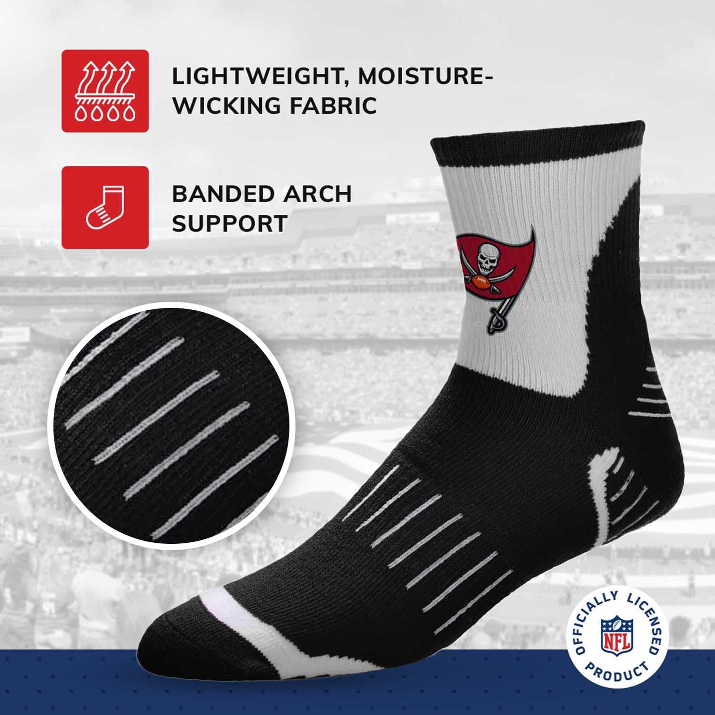 Tampa Bay Buccaneers NFL Performance Quarter Length Socks - Black