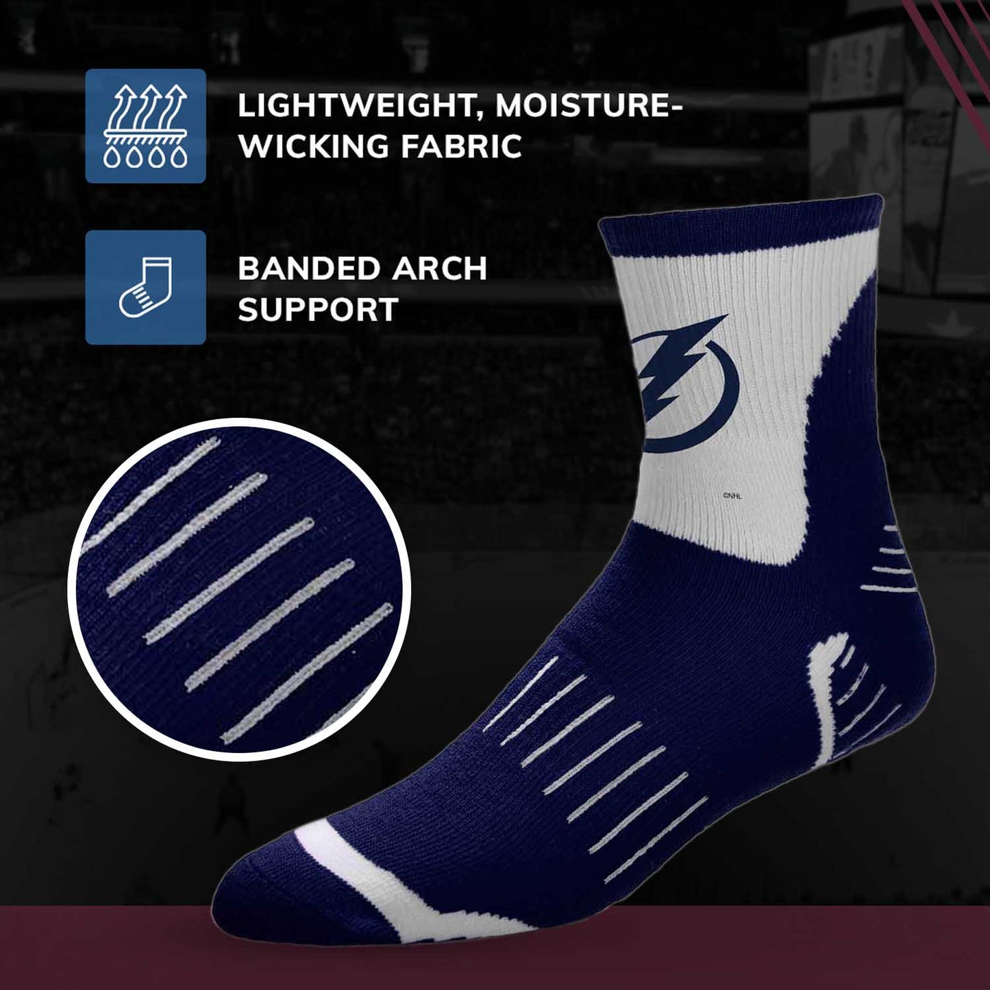 Tampa Bay Lightning NHL Adult Surge Team Mascot Mens and Womens Quarter Socks - Navy