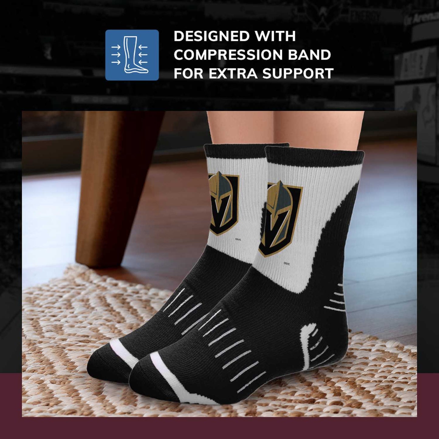 Las Vegas Golden Knights NHL Adult Surge Team Mascot Mens and Womens Quarter Socks - Black
