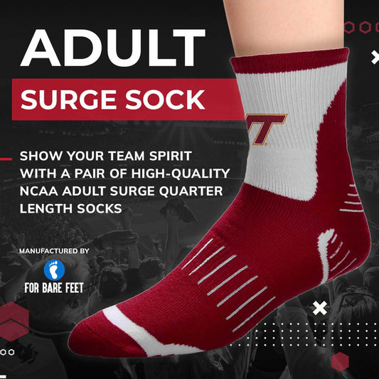 Virginia Tech Hokies Adult NCAA Surge Quarter Length Crew Socks - Maroon