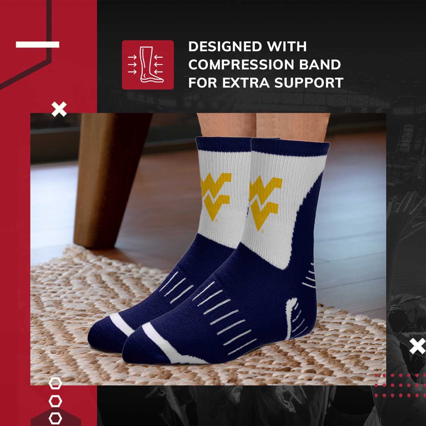West Virginia Mountaineers NCAA Youth Surge Team Mascot Quarter Socks - Navy