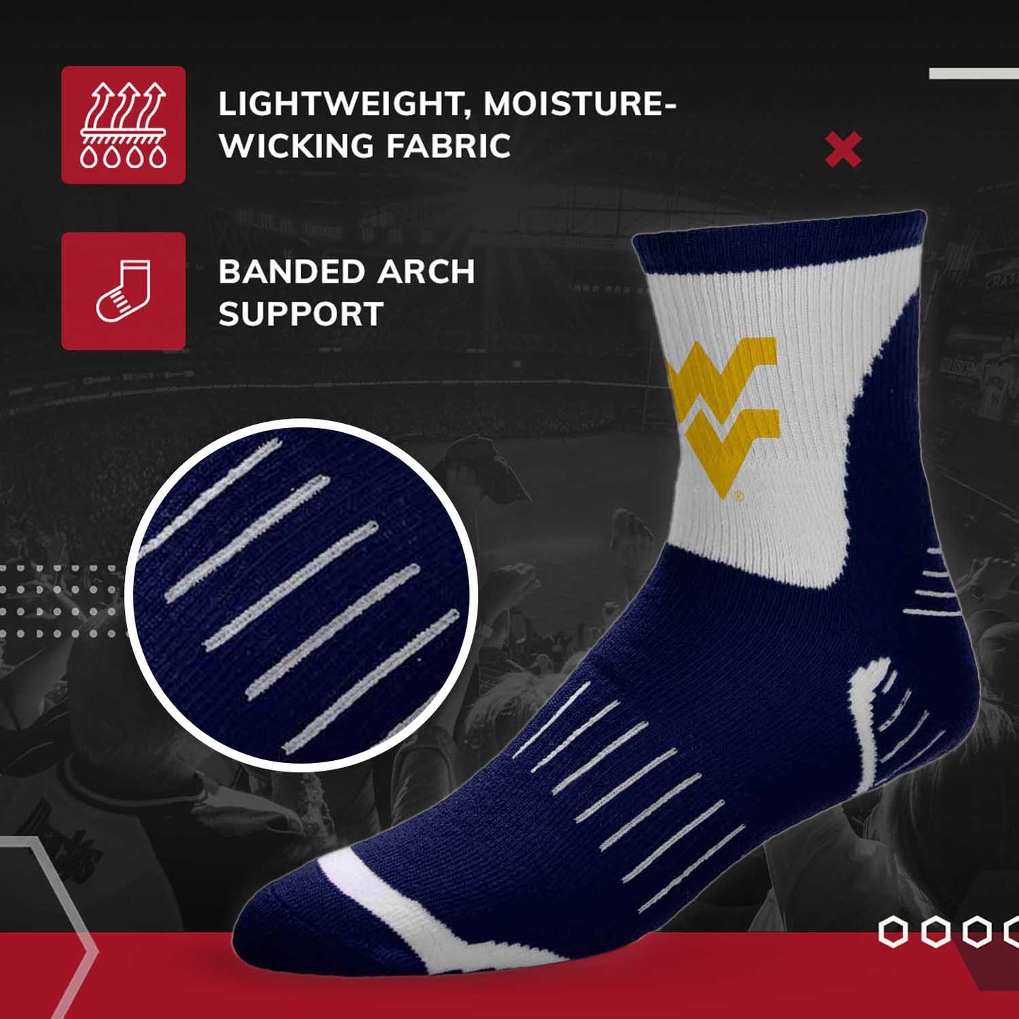 West Virginia Mountaineers NCAA Youth Surge Team Mascot Quarter Socks - Navy